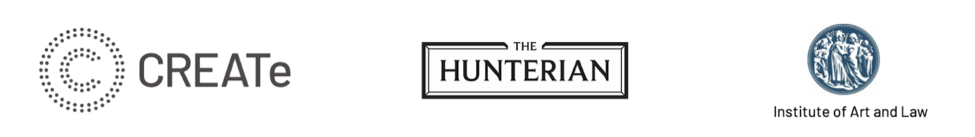 banner with the logos of CREATe, The Hunterian, and the Institute for Art and Law