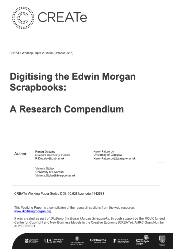 Digitising the Edwin Morgan Scrapbooks: A Research Compendium front cover