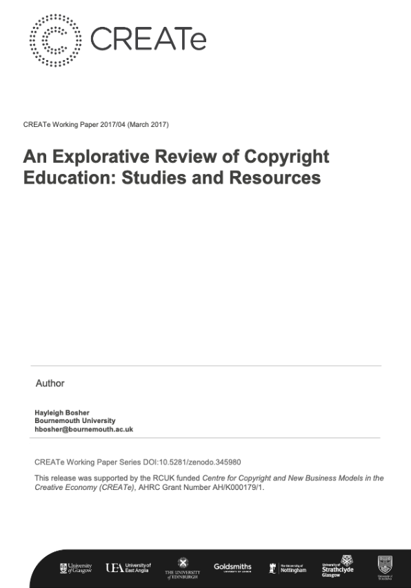 An Explorative Review of Copyright Education: Studies and Resources