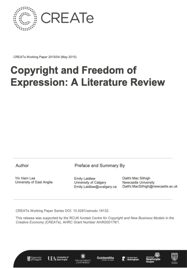 Copyright and Freedom of Expression: A Literature Review