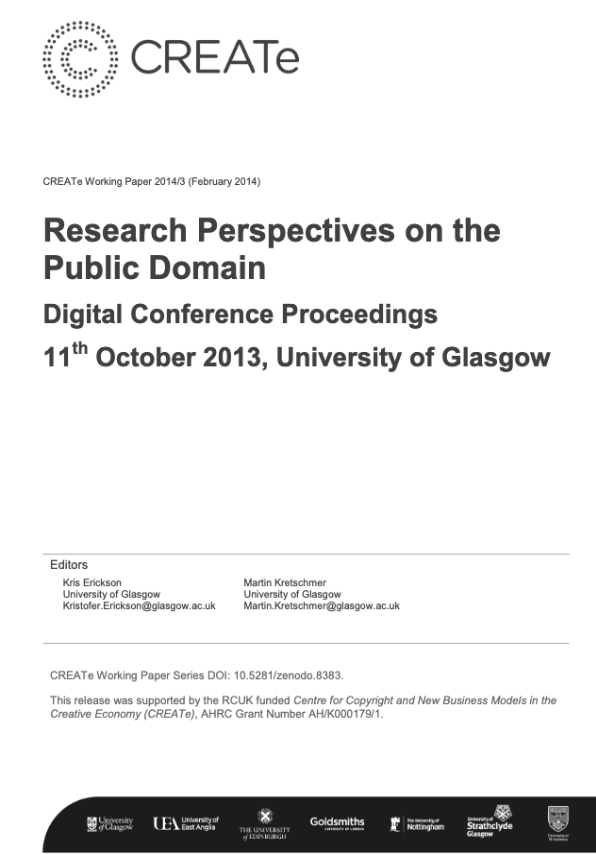 Research Perspectives on the Public Domain